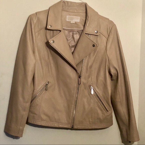 MICHAEL Michael Kors Jackets & Blazers - NWOT Michael Kors tan leather moto biker jacket XL